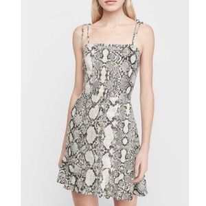 Express- snakeskin print Ruffle hem fit and flare dress